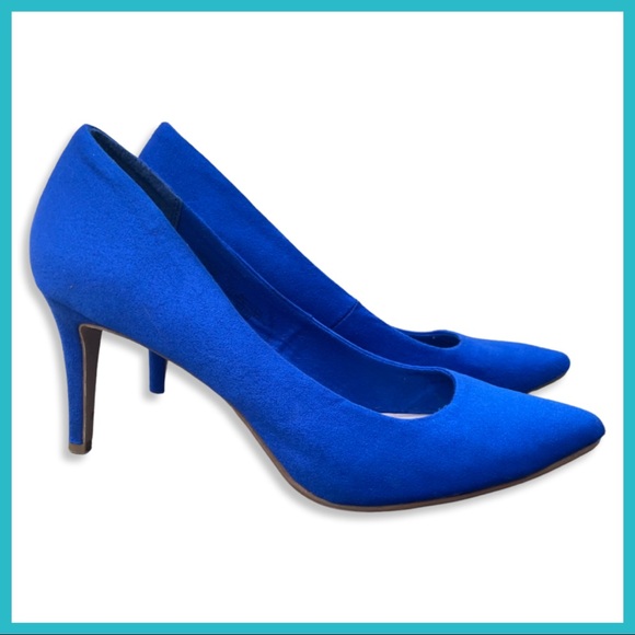 Old Navy Shoes - Old Navy Cobalt Blue Faux Suede Heels